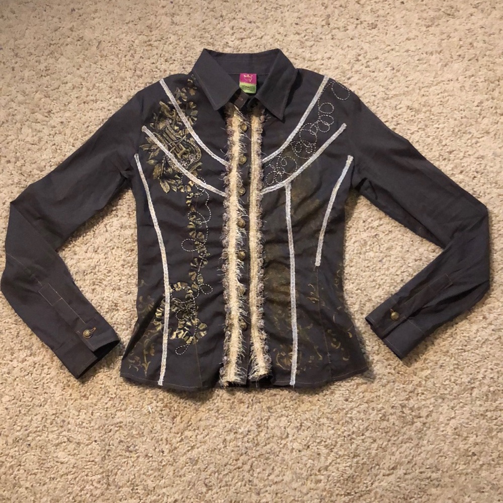 Save the Queen button down